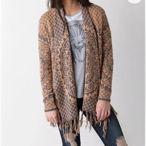 Rip Curl Gray and Peach Mandala Cardigan - Picture 1 of 5
